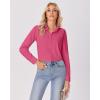 imagesiliteelon Button Down Shirts for Women Wrinkle Free Dress Shirts Long Sleeve Shirts Formal Work Office Blouses TopsRose Red