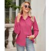 imagesiliteelon Button Down Shirts for Women Wrinkle Free Dress Shirts Long Sleeve Shirts Formal Work Office Blouses TopsRose Red