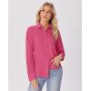 imagesiliteelon Button Down Shirts for Women Wrinkle Free Dress Shirts Long Sleeve Shirts Formal Work Office Blouses TopsRose Red
