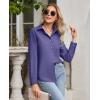 imagesiliteelon Button Down Shirts for Women Wrinkle Free Dress Shirts Long Sleeve Shirts Formal Work Office Blouses TopsViolet
