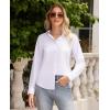 imagesiliteelon Button Down Shirts for Women Wrinkle Free Dress Shirts Long Sleeve Shirts Formal Work Office Blouses TopsWhite