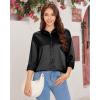 imagesiliteelon Satin Blouses for Women Silk Button Down Shirts Casual Long Sleeve Shirt Business Office Work Tunic TopsBlack