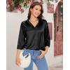 imagesiliteelon Satin Blouses for Women Silk Button Down Shirts Casual Long Sleeve Shirt Business Office Work Tunic TopsBlack