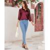imagesiliteelon Satin Blouses for Women Silk Button Down Shirts Casual Long Sleeve Shirt Business Office Work Tunic TopsBurgundy