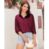 imagesiliteelon Satin Blouses for Women Silk Button Down Shirts Casual Long Sleeve Shirt Business Office Work Tunic TopsBurgundy