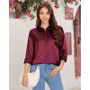 imagesiliteelon Satin Blouses for Women Silk Button Down Shirts Casual Long Sleeve Shirt Business Office Work Tunic TopsBurgundy