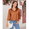 imagesiliteelon Satin Blouses for Women Silk Button Down Shirts Casual Long Sleeve Shirt Business Office Work Tunic TopsCaramel