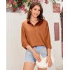 imagesiliteelon Satin Blouses for Women Silk Button Down Shirts Casual Long Sleeve Shirt Business Office Work Tunic TopsCaramel