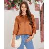 imagesiliteelon Satin Blouses for Women Silk Button Down Shirts Casual Long Sleeve Shirt Business Office Work Tunic TopsCaramel
