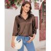 imagesiliteelon Satin Blouses for Women Silk Button Down Shirts Casual Long Sleeve Shirt Business Office Work Tunic TopsCoffee