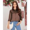 imagesiliteelon Satin Blouses for Women Silk Button Down Shirts Casual Long Sleeve Shirt Business Office Work Tunic TopsCoffee