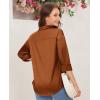 imagesiliteelon Satin Blouses for Women Silk Button Down Shirts Casual Long Sleeve Shirt Business Office Work Tunic TopsDark Coffee