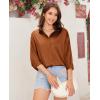 imagesiliteelon Satin Blouses for Women Silk Button Down Shirts Casual Long Sleeve Shirt Business Office Work Tunic TopsDark Coffee