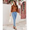 imagesiliteelon Satin Blouses for Women Silk Button Down Shirts Casual Long Sleeve Shirt Business Office Work Tunic TopsDark Coffee