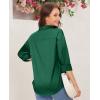 imagesiliteelon Satin Blouses for Women Silk Button Down Shirts Casual Long Sleeve Shirt Business Office Work Tunic TopsDark Green