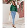 imagesiliteelon Satin Blouses for Women Silk Button Down Shirts Casual Long Sleeve Shirt Business Office Work Tunic TopsDark Green