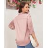 imagesiliteelon Satin Blouses for Women Silk Button Down Shirts Casual Long Sleeve Shirt Business Office Work Tunic TopsDeep Pink