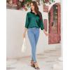 imagesiliteelon Satin Blouses for Women Silk Button Down Shirts Casual Long Sleeve Shirt Business Office Work Tunic TopsGreen