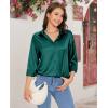 imagesiliteelon Satin Blouses for Women Silk Button Down Shirts Casual Long Sleeve Shirt Business Office Work Tunic TopsGreen