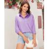 imagesiliteelon Satin Blouses for Women Silk Button Down Shirts Casual Long Sleeve Shirt Business Office Work Tunic TopsLavender