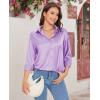 imagesiliteelon Satin Blouses for Women Silk Button Down Shirts Casual Long Sleeve Shirt Business Office Work Tunic TopsLavender