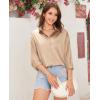 imagesiliteelon Satin Blouses for Women Silk Button Down Shirts Casual Long Sleeve Shirt Business Office Work Tunic TopsLight Brown