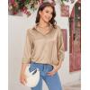 imagesiliteelon Satin Blouses for Women Silk Button Down Shirts Casual Long Sleeve Shirt Business Office Work Tunic TopsLight Brown