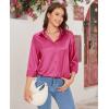 imagesiliteelon Satin Blouses for Women Silk Button Down Shirts Casual Long Sleeve Shirt Business Office Work Tunic TopsMagenta