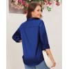 imagesiliteelon Satin Blouses for Women Silk Button Down Shirts Casual Long Sleeve Shirt Business Office Work Tunic TopsNavy Blue