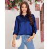 imagesiliteelon Satin Blouses for Women Silk Button Down Shirts Casual Long Sleeve Shirt Business Office Work Tunic TopsNavy Blue