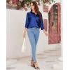 imagesiliteelon Satin Blouses for Women Silk Button Down Shirts Casual Long Sleeve Shirt Business Office Work Tunic TopsNavy Blue