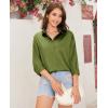 imagesiliteelon Satin Blouses for Women Silk Button Down Shirts Casual Long Sleeve Shirt Business Office Work Tunic TopsOlive Green
