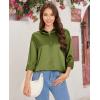 imagesiliteelon Satin Blouses for Women Silk Button Down Shirts Casual Long Sleeve Shirt Business Office Work Tunic TopsOlive Green