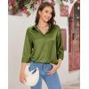 imagesiliteelon Satin Blouses for Women Silk Button Down Shirts Casual Long Sleeve Shirt Business Office Work Tunic TopsOlive Green
