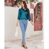 imagesiliteelon Satin Blouses for Women Silk Button Down Shirts Casual Long Sleeve Shirt Business Office Work Tunic TopsPeacock Blue