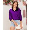 imagesiliteelon Satin Blouses for Women Silk Button Down Shirts Casual Long Sleeve Shirt Business Office Work Tunic TopsPurple