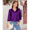 imagesiliteelon Satin Blouses for Women Silk Button Down Shirts Casual Long Sleeve Shirt Business Office Work Tunic TopsPurple