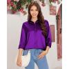 imagesiliteelon Satin Blouses for Women Silk Button Down Shirts Casual Long Sleeve Shirt Business Office Work Tunic TopsPurple