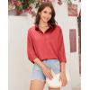 imagesiliteelon Satin Blouses for Women Silk Button Down Shirts Casual Long Sleeve Shirt Business Office Work Tunic TopsRed