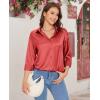 imagesiliteelon Satin Blouses for Women Silk Button Down Shirts Casual Long Sleeve Shirt Business Office Work Tunic TopsRed
