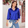 imagesiliteelon Satin Blouses for Women Silk Button Down Shirts Casual Long Sleeve Shirt Business Office Work Tunic TopsRoyal Blue