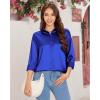 imagesiliteelon Satin Blouses for Women Silk Button Down Shirts Casual Long Sleeve Shirt Business Office Work Tunic TopsRoyal Blue