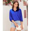 imagesiliteelon Satin Blouses for Women Silk Button Down Shirts Casual Long Sleeve Shirt Business Office Work Tunic TopsRoyal Blue