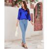 imagesiliteelon Satin Blouses for Women Silk Button Down Shirts Casual Long Sleeve Shirt Business Office Work Tunic TopsRoyal Blue