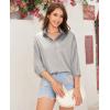 imagesiliteelon Satin Blouses for Women Silk Button Down Shirts Casual Long Sleeve Shirt Business Office Work Tunic TopsSilver Gray