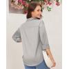 imagesiliteelon Satin Blouses for Women Silk Button Down Shirts Casual Long Sleeve Shirt Business Office Work Tunic TopsSilver Gray