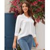 imagesiliteelon Satin Blouses for Women Silk Button Down Shirts Casual Long Sleeve Shirt Business Office Work Tunic TopsWhite