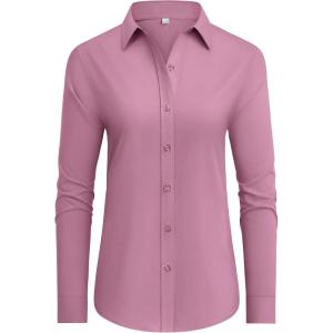 imagesiliteelon Button Down Shirts Dress Shirts for Women Long Sleeve Womens Work Shirts Regular Fit Cotton Dress ShirtsPastel Violet