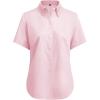 imagesiliteelon Button Down Shirts Women Oxford Shirts Short Sleeve Cotton Wrinkle Free Dress Shirts Work Office BlouseLight Pink