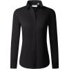 imagesiliteelon Button Down Shirts for Women Long Sleeve Dress Shirts Wrinkle Free Collared Work Office Solid Blouses TopsBlack
